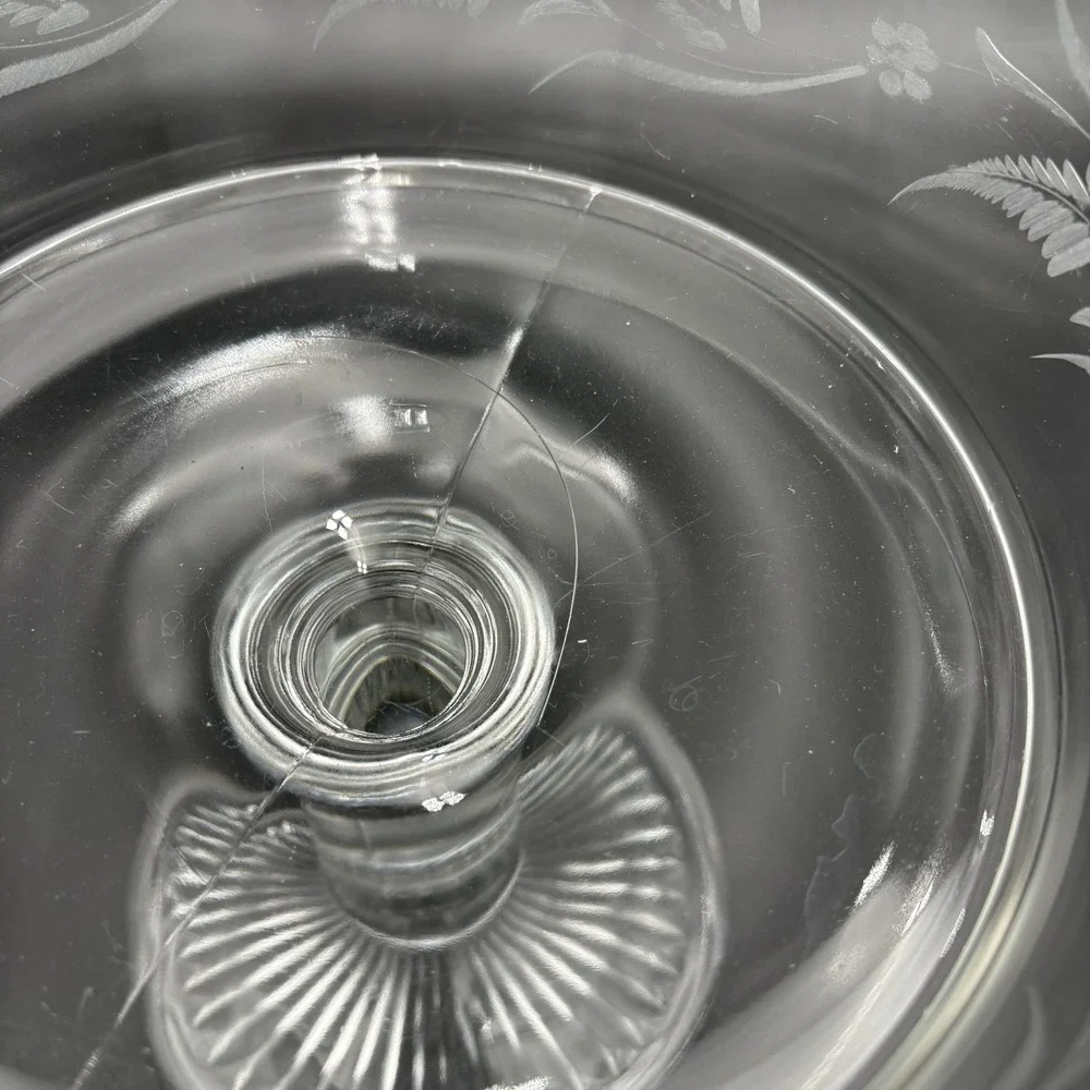 Riverside Glass Compote Thumbprint Band‎ Clear EAPG Antique